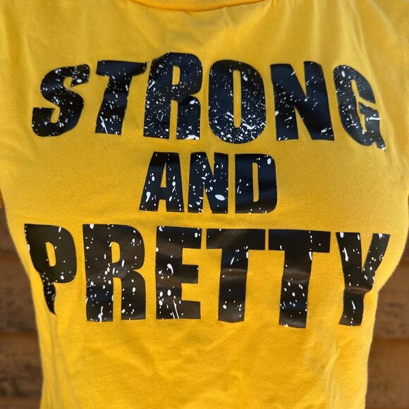 Strong And Pretty Yellow Graphic T-Shirt By Shein Size S - Picture 4 of 9